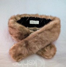 Vintage Genuine Mink Fur Collar Shawl Wrap with Clips Real Fur 37" L x 4" W