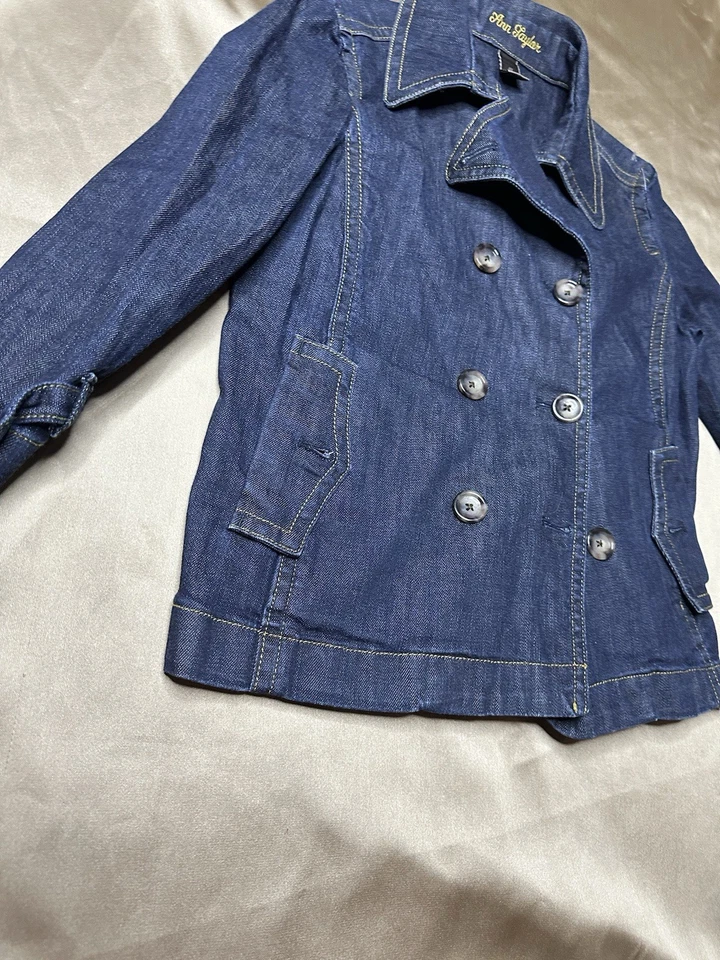 Chaqueta vaquera Ann Taylor vintage años 90 Y2K talla L ribete macramé gótico gitano Foto 2 de 4