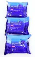 Lot of 3 Clean & Clear Night Relaxing All In One Face Cleansing Cloths Wipes