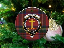 Mercer Clan Scottish Tartan Crest Ceramic Ornament