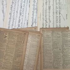 40+ Vintage Sheet Music Dictionary Pages for Scrapbooking Card Making Craft Lot