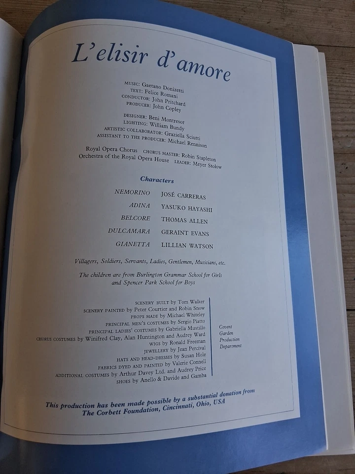 L'elisir d'amore - Souvenir Brochure - Gala Performance, Royal Opera House 1975 - Image 4 of 4