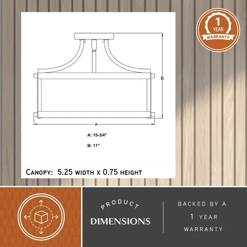 Vaxcel Lighting C0175 Holbrook 3 Light 16"W Semi-Flush Drum - Bronze - Picture 11 of 12