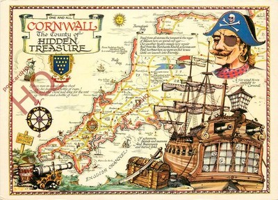 Ansichtskarte__Cornwall, Die Grafschaft der verborgenen Schätze, Karte [Murray King]