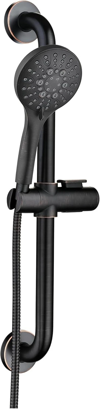 Oil Rubbed Bronze Slide Bar Shower Set with Handheld Head & Grab Bar