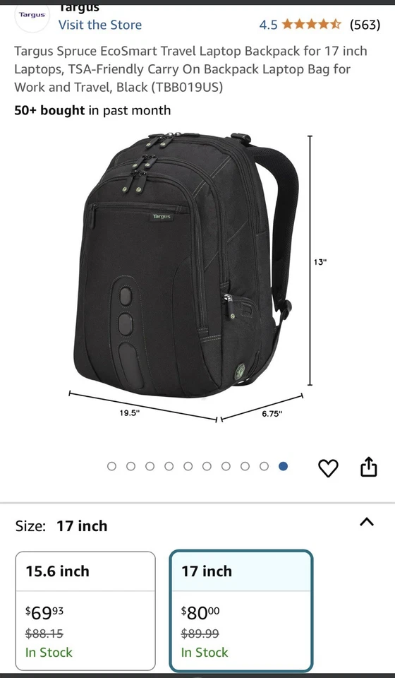 Рюкзак Targus EcoSmart 17 дюймов для контрольно-пропускных пунктов TSA  - Изображение 4 из 4