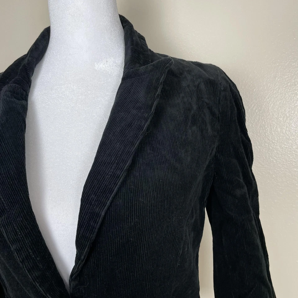 Juicy Couture Blazer Womens Small Black Corduroy Velvet Jacket Made USA Classic - Image 3 of 4