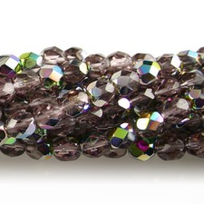 Light Amethyst Vitrail - 50 6mm Round Faceted Czech Glass Fire Polish Beads