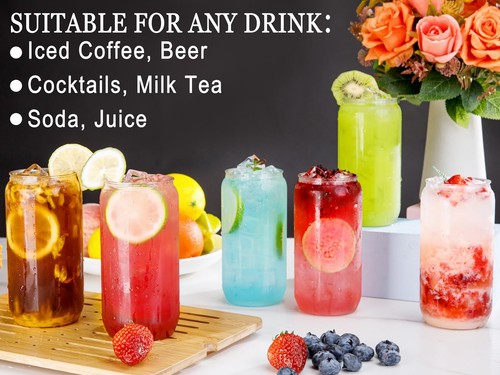 20 Pack 16oz Clear Glass Can Shaped Cups Beer Coffee Tumbler Cocktail Glasses - 第 2/9 張圖片