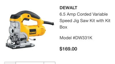 DeWalt Jigsaw Kit DW331K Corded Keyless 120V 6.5 Amp With Blade In Hard Case NIB