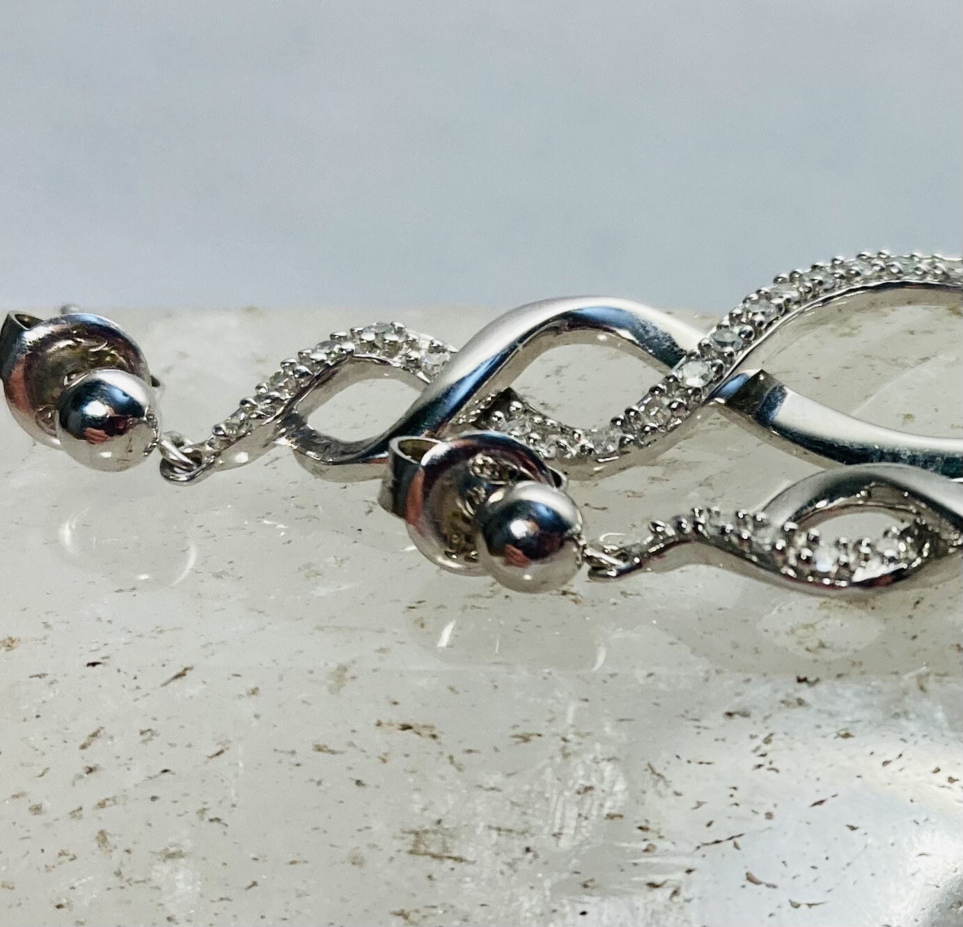 Sterling Silver - Diamond Infinity Loop Dangle Po… - image 2