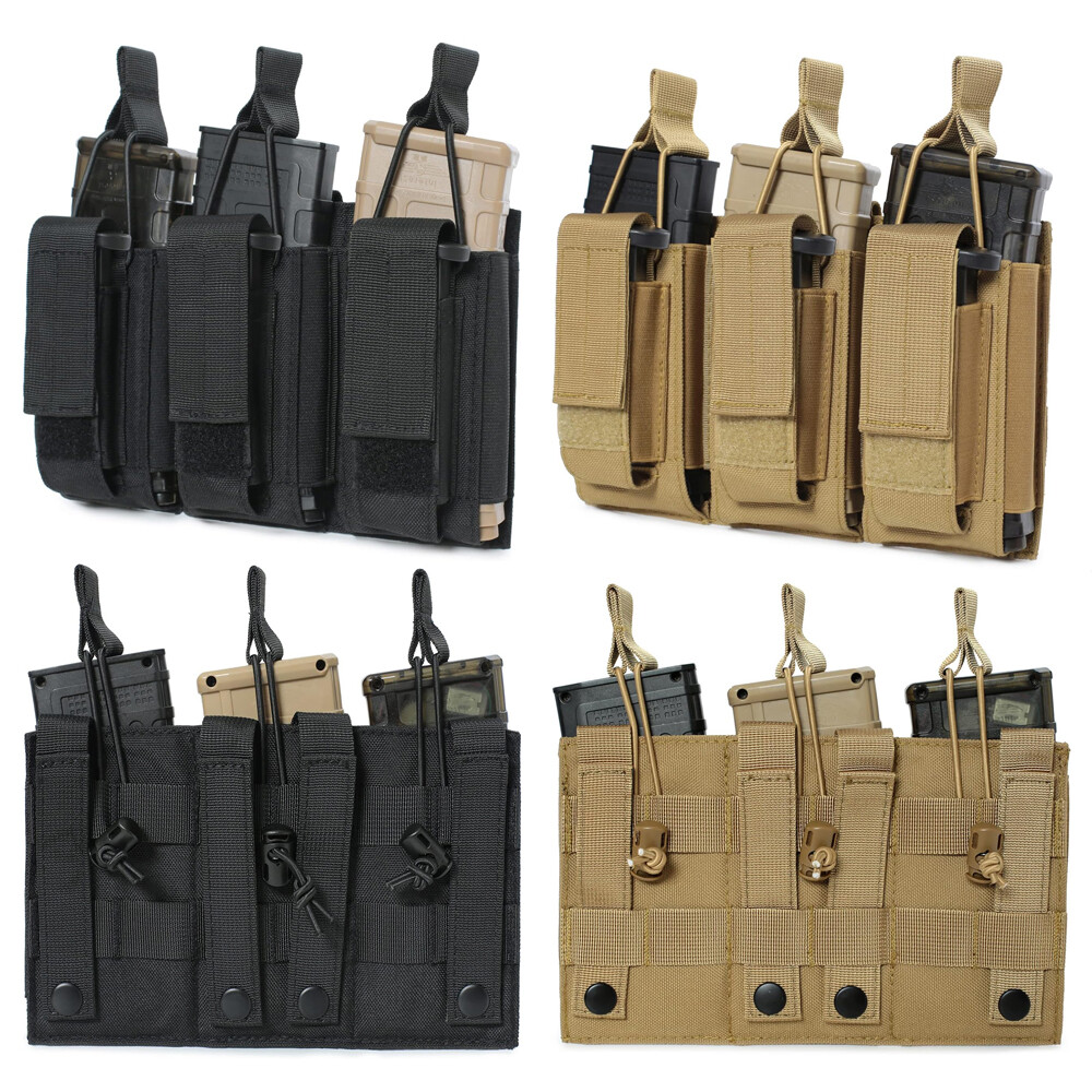 Tactical Molle 5.56/.223 Triple Rifle Pistol Magazine Pouch Hunting Mag Holder-image