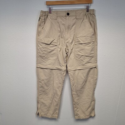 World Wide Sportsmen Cargo Pants Crop Stretch Cotton Khaki Brown Men's Size L