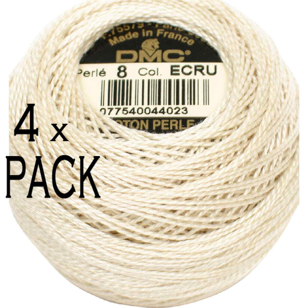 4x DMC Pearl Cotton on a ball Size 8, 10g, 116A/8-ECRU
