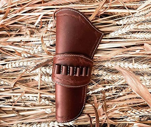 22/45/38/357 CAL TOOLED AMMO HOLSTER GUN DROP LOOP LEATHER WESTERN FAST DRAW RIG - Picture 17 of 42