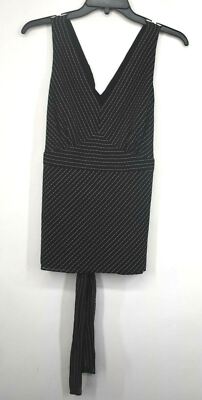 Ann Taylor Women Black White Striped V-Neck Sleeveless Tie-Up Back Mini  Dress 10 | eBay
