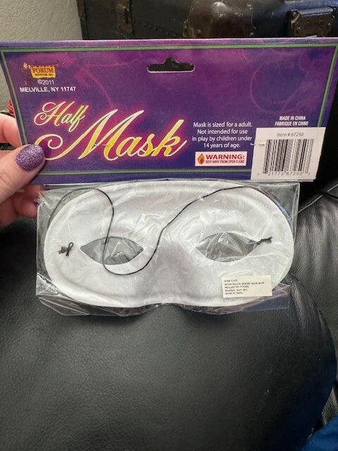 Forum Adult Fabric Half Mask Blue Domino Halloween Costume Accessory New!!! - Image 2 of 2