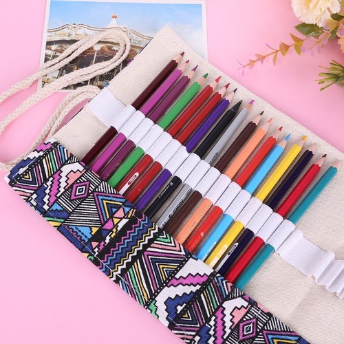 Canvas Pencil Rolling Bag 36 Slot Roll Up Organizer Bag for Coloring Pencil - Picture 7 of 8