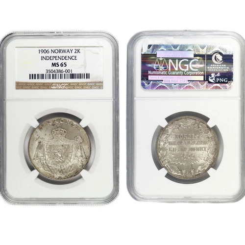 1906 Norway Haakon VII 2 Kroner KM363 NGC MS65