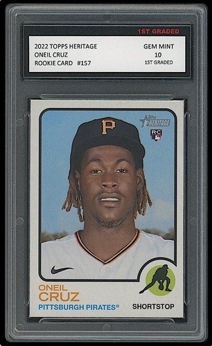 ONEIL CRUZ 2022 TOPPS HERITAGE 1ST GRADED 10 ROOKIE CARD RC PITTSBURGH 