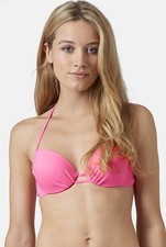  TOPSHOP New Plunge Bikini Top Juniors  US Sz 8 Pink NWT