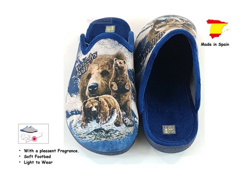 New Men's Slippers Slip-On Mules Clogs with Fragrance & Motifs´´ Bear & Tiger `` - Picture 9 of 17