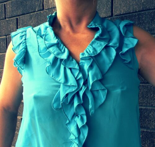 VINTAGE Bohemian Folk Feminine Sheer Ruffled Retro Blouse - Bild 6 von 6