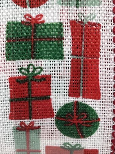 Christmas Celebrate It Wired Ribbon Red & Green Presents 1.5” x 30ft New - Picture 2 of 4