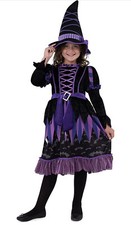 Witch Child Costume DRESS,BELT,HAT GIRLS SIZE MEDIUM 8-10 NEW IN PACKAGE
