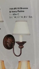 World imports bronze single light 60ctc shaded wall sconce 744-89/18