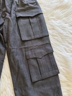 Prada Cargo Pants Wool Utility Grey Charcoal Plaid Check 40 Prada Cargo Pants Wool Utility Grey Charcoal Plaid Check 40