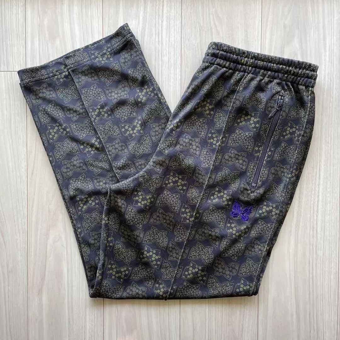 NEEDLES Track Pants Straight Papillon Gray / Gold Yellow Size-M Used from Japan