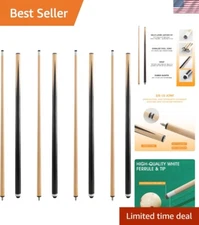 Set of 4 Billiards Cue Sticks with 13mm Leather Tips - Perfect for Group Games