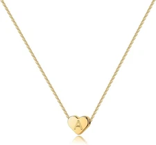 14K Gold Filled Heart Initial Necklace for Women Girl Tiny Alphabet Pendant Gift
