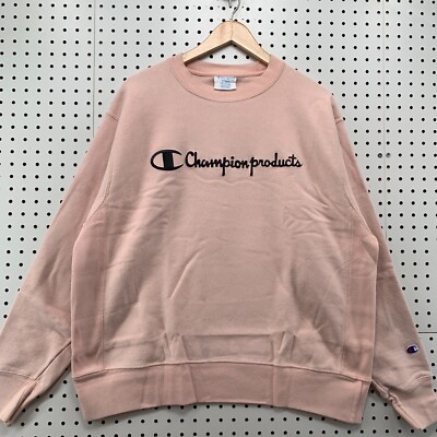 Champion Reverse Weave Crewneck Sweatshirt Pink Womens Large Spell  Out