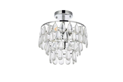 Crystal Tear Drop Flush Mount Ceiling 3 Light Chrome Bathroom Bedroom Lighting - Picture 4 of 9