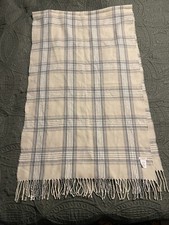 J. Crew Mercantile Beige Gray  White Super Soft Plaid Scarf 24  x 76  EUC