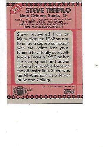Steve Trapilo 1990 Topps Football Card #241 New Orleans Saints NM
