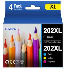 202XL Ink Cartridges BK/C/M/Y Replacement for Epson WF-2860 XP-5100 Printers