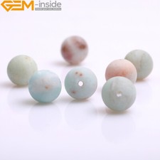 Frosted Round Amazonite Matte Natural Beads Jewelry Making 15" Big Hole 2mm