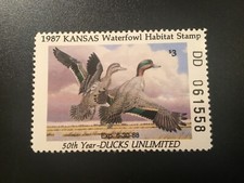 ICOLLECTZONE US 1987 Kansas #1 (DD) XF NH Duck Stamp