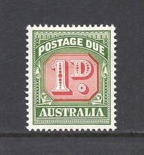 AUSTRALIA SCOTT J87 MH VF - 1958 1p GREEN & CARMINE POSTAGE DUE ISSUE
