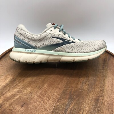 BROOKS TRACE Women s Running Shoes Sneakers Whisper White Aqua Blue Size 9.5 B