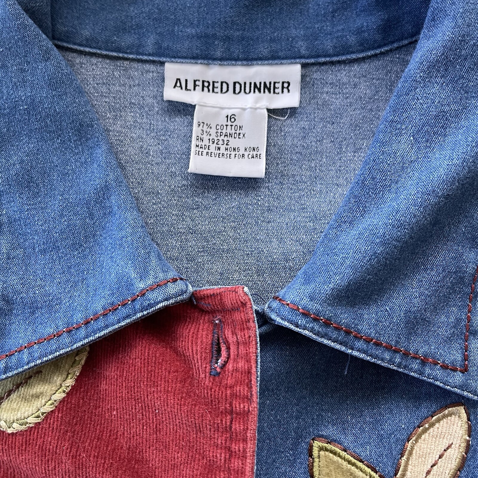 Alfred Dunner Patchwork Autumn Fall Leaf Button U… - image 3