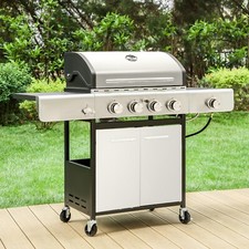 4-Burner Propane Gas BBQ Grill with Side Burn...