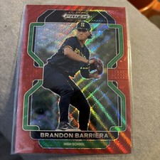 2022 Prizm Draft Picks Baseball Base Red Wave #PDP23 Brandon Barriera Blue Jays