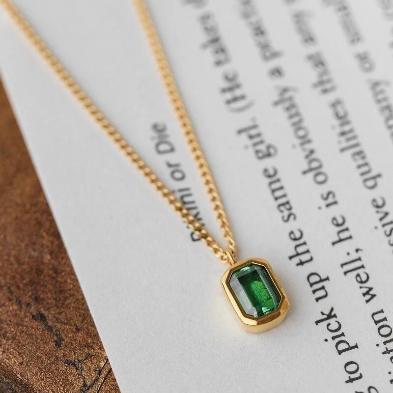 2Ctw Emerald Cut Lab-Created Emerald Women's Chain Anklet 14K Yellow Gold Finish - Image 4 of 4