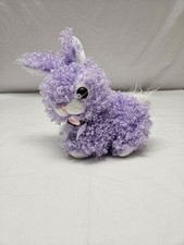 Unbranded Purple Fuzzy Soft Bunny With Pink Rose Bow Plush Stuffed Animal Toy 6"