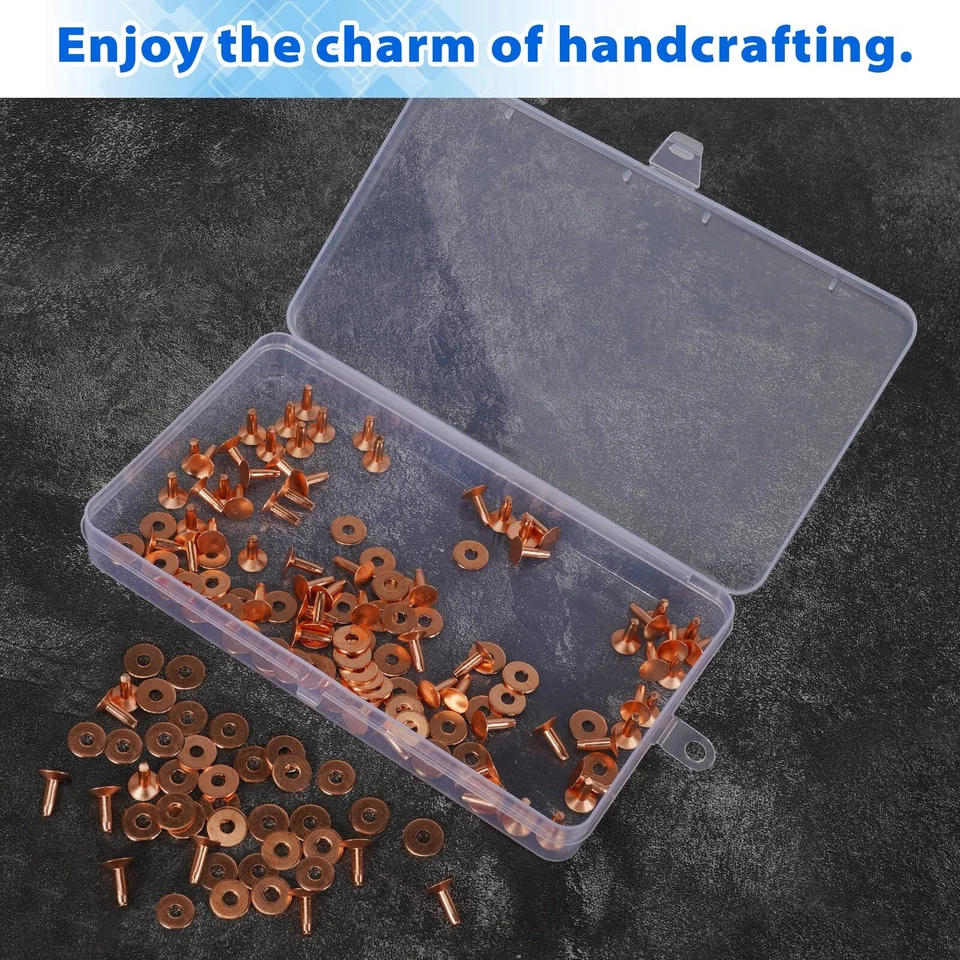 154pcs copper rivets for leather 12 smooth leather rivets without pattern pure - Image 2 of 4
