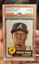 Ronald Acuna Jr 2018 Topps Living Baseball Rookie Card RC #19 Braves PSA 10. rookie card picture